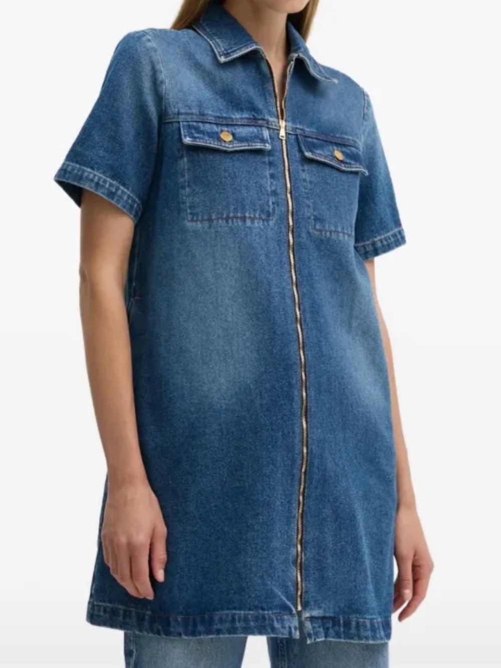 A.P.C. Medium Blue Denim Zip Dress